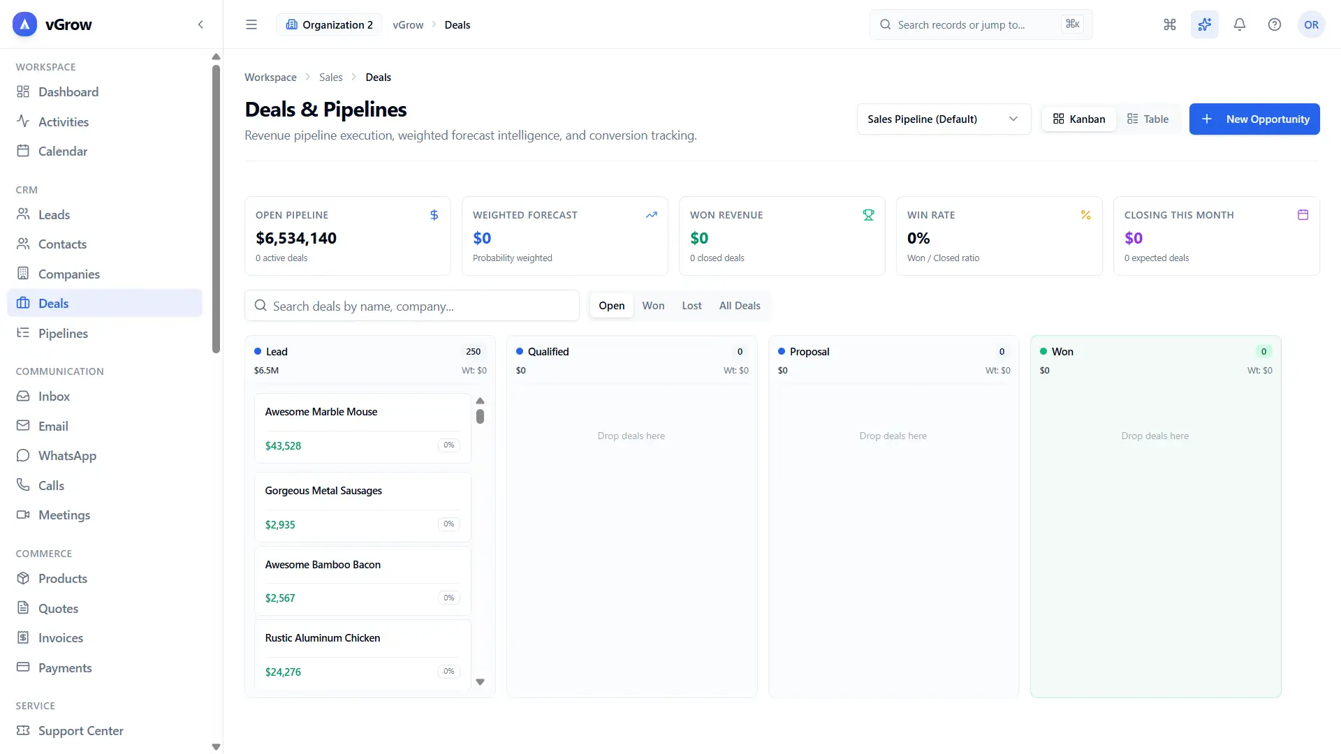 VGroW deals and pipeline management